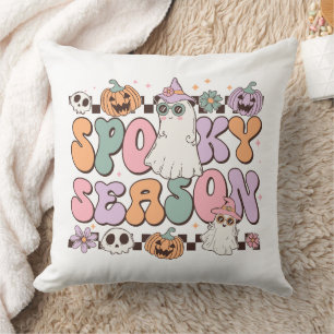 Retro Groovy Halloween Spooky Season  Cushion