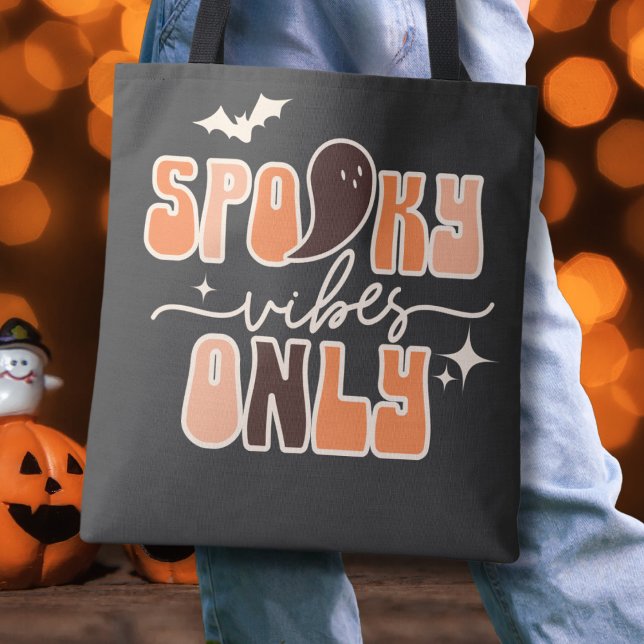 Retro Groovy Halloween Spooky Vibes Only Tote Bag (Creator Uploaded)