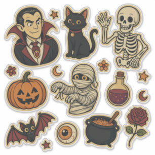 Retro groovy Halloween sticker sheet