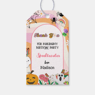 Retro Groovy Halloween Thank You Birthday Gift Tags