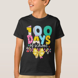 Retro Groovy Happy 100 Days Of School Teacher Kid T-Shirt