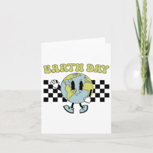 Retro Groovy Happy Earth Day Cute Earth With Earth Card