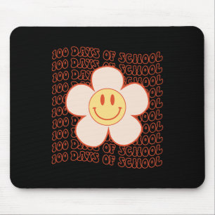 Retro Groovy Happy Face 100 Days Of School Cute 10 Mouse Mat