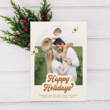 Retro Groovy Happy Holidays Typography Photo