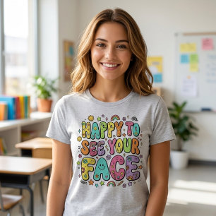 Retro Groovy Happy to See Your Face Back to School Tri-Blend Shirt