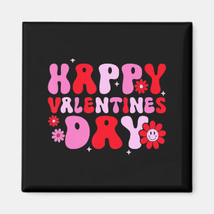 Retro Groovy Happy Valentines Day Hearts Love Wome Magnet