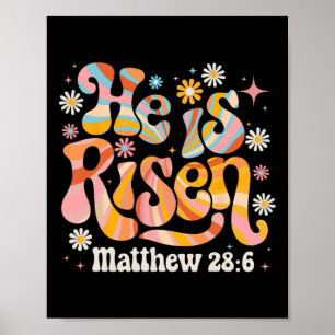 Retro Groovy He Is Risen Christian Easter Kids Gir Poster