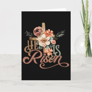 Retro Groovy He Is Risen Floral Jesus Easter Day C Card