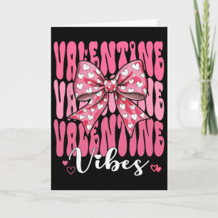Retro Groovy Heart Coquette Bow Valentine Vibes Wo Card