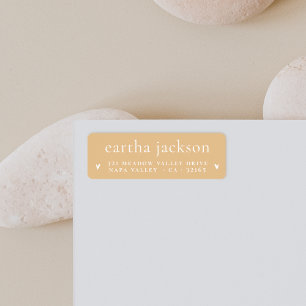 Retro Groovy Heart Earth Yellow Return Address
