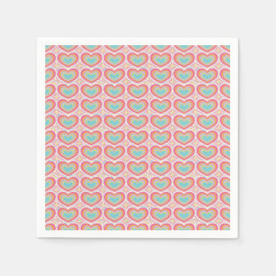 Retro Groovy Heart Pattern Napkin