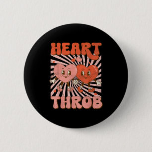 Retro Groovy Heart Throb Valentines Day Toddlers B 6 Cm Round Badge