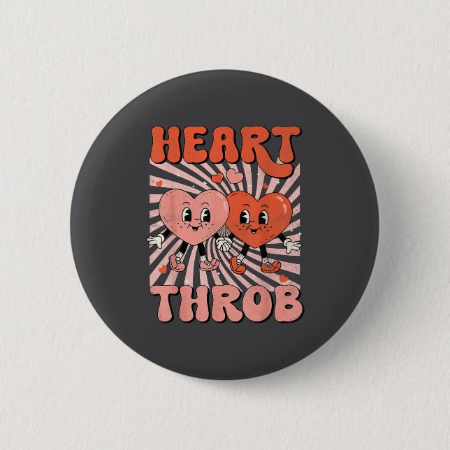 Retro Groovy Heart Throb Valentines Day Toddlers B 6 Cm Round Badge (Front)