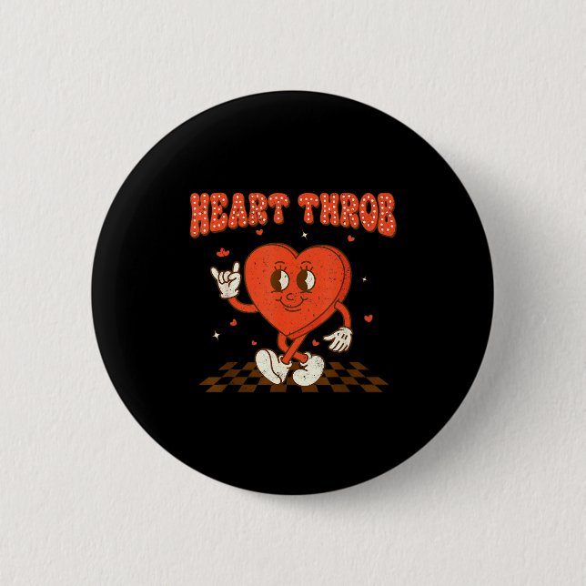 Retro Groovy Heart Throb Valentines Day Toddlers B 6 Cm Round Badge (Front)