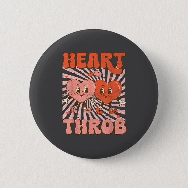 Retro Groovy Heart Throb Valentines Day Toddlers B 6 Cm Round Badge (Front)