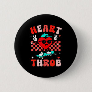 Retro Groovy Heart Throb Valentines Day Toddlers B 6 Cm Round Badge