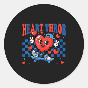 Retro Groovy Heart Throb Valentines Day Toddlers B Classic Round Sticker