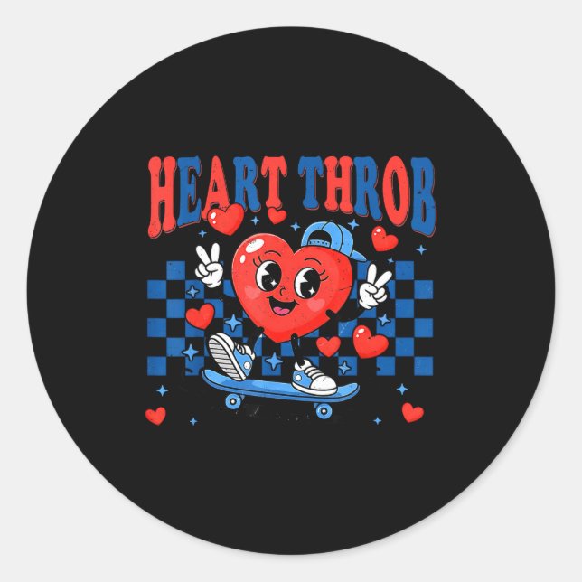Retro Groovy Heart Throb Valentines Day Toddlers B Classic Round Sticker (Front)