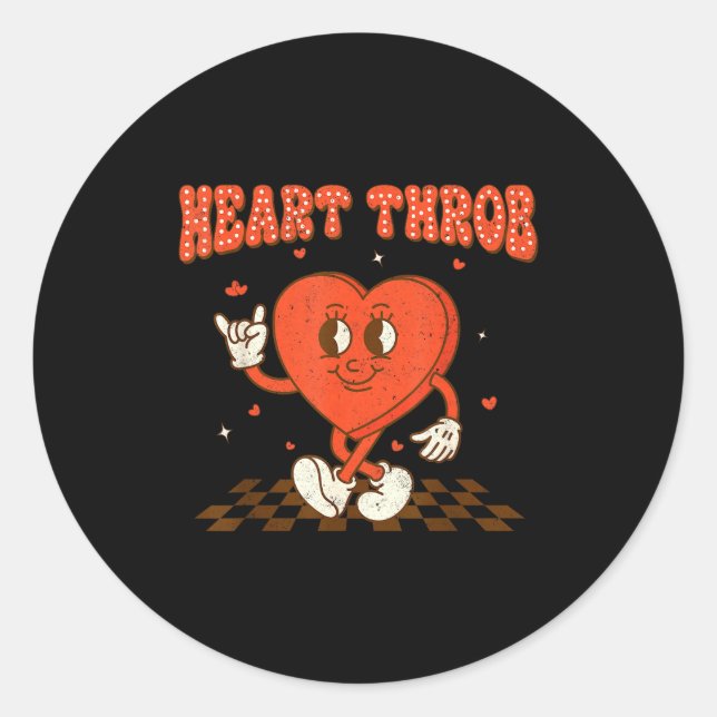 Retro Groovy Heart Throb Valentines Day Toddlers B Classic Round Sticker (Front)