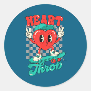 Retro Groovy Heart Throb Valentines Day Toddlers B Classic Round Sticker