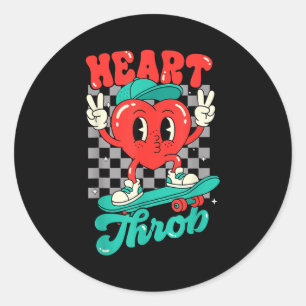 Retro Groovy Heart Throb Valentines Day Toddlers B Classic Round Sticker