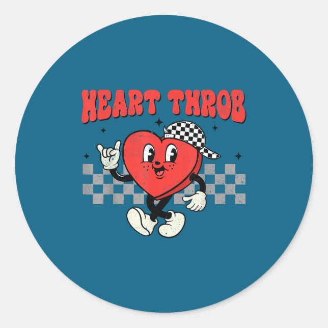 Retro Groovy Heart Throb Valentines Day Toddlers B Classic Round Sticker (Front)