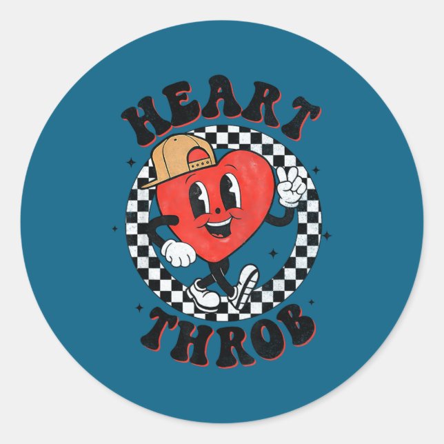 Retro Groovy Heart Throb Valentines Day Toddlers B Classic Round Sticker (Front)