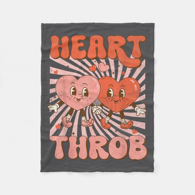 Retro Groovy Heart Throb Valentines Day Toddlers B Fleece Blanket (Front)