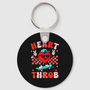 Retro Groovy Heart Throb Valentines Day Toddlers B Key Ring