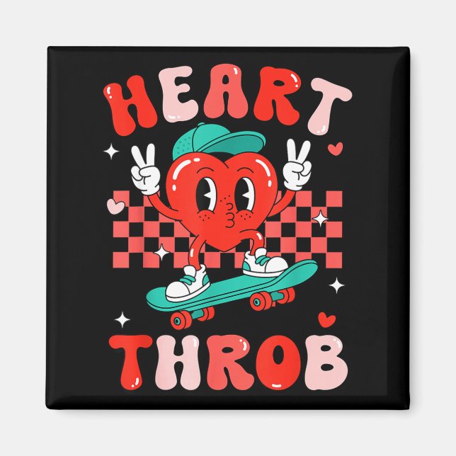 Retro Groovy Heart Throb Valentines Day Toddlers B Magnet (Front)