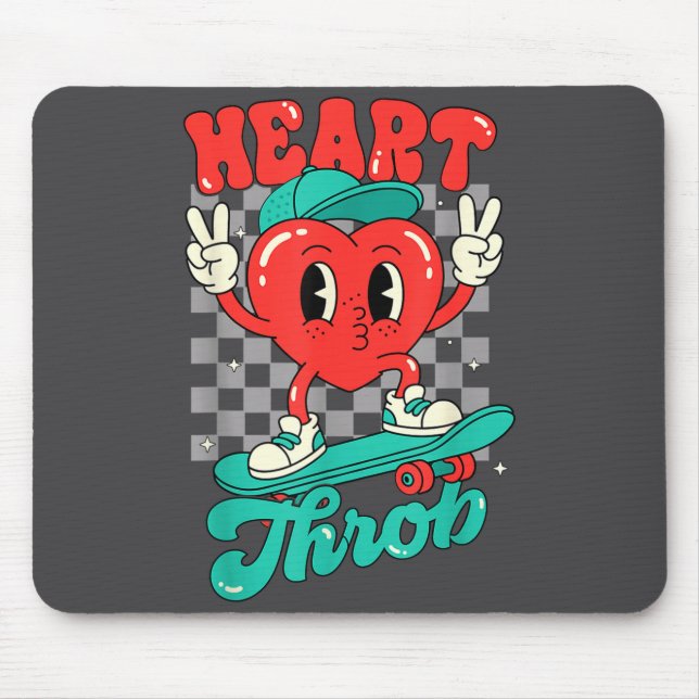 Retro Groovy Heart Throb Valentines Day Toddlers B Mouse Mat (Front)
