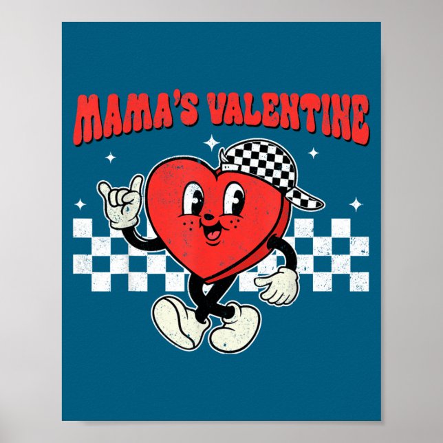 Retro Groovy Heart Throb Valentines Day Toddlers B Poster (Front)