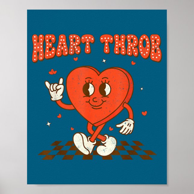 Retro Groovy Heart Throb Valentines Day Toddlers B Poster (Front)