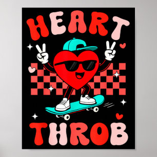 Retro Groovy Heart Throb Valentines Day Toddlers B Poster