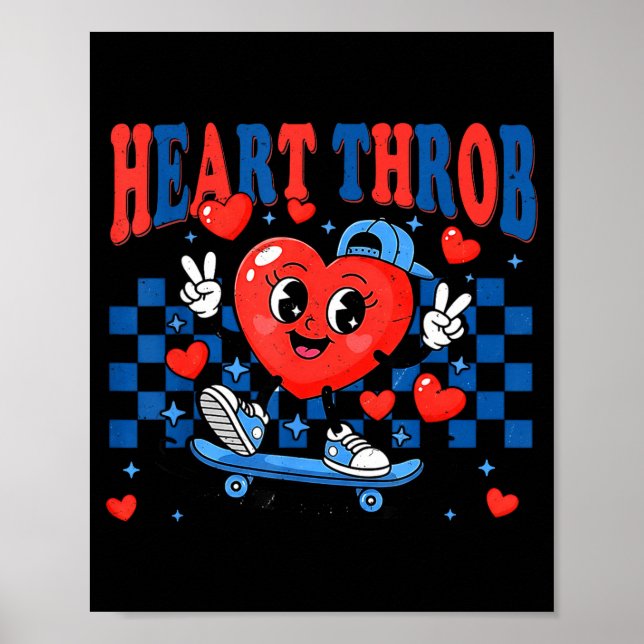 Retro Groovy Heart Throb Valentines Day Toddlers B Poster (Front)