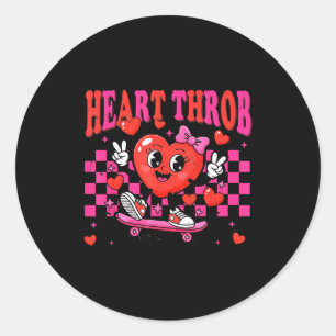 Retro Groovy Heart Throb Valentines Day Toddlers G Classic Round Sticker
