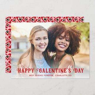 Retro Groovy Hearts Happy Gelantine's Day Photo Holiday Card