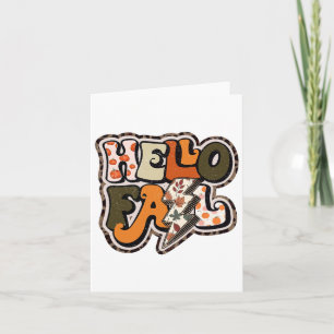 Retro Groovy Hello Fall Autumn Vibes Lightning Bol Card