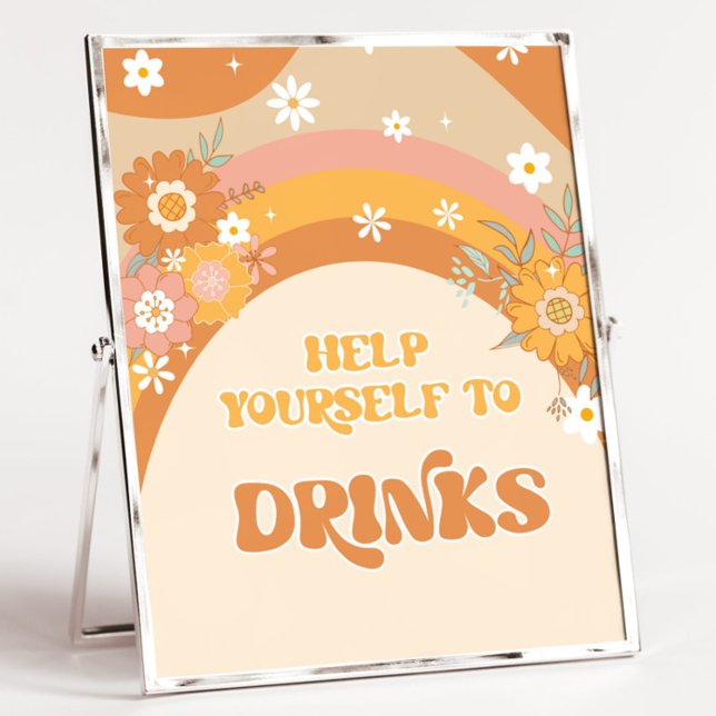 Retro groovy help yourself to drinks poster (Creator Uploaded)