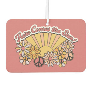 Retro Groovy   Here Comes the Sun Vintage Graphic Car Air Freshener