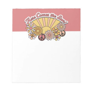 Retro Groovy   Here Comes the Sun Vintage Graphic Notepad