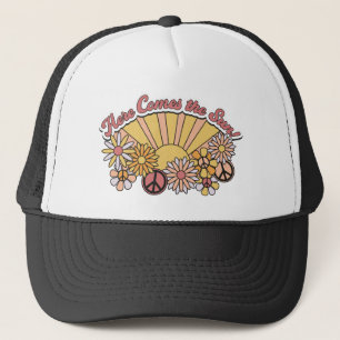 Retro Groovy   Here Comes the Sun Vintage Graphic Trucker Hat