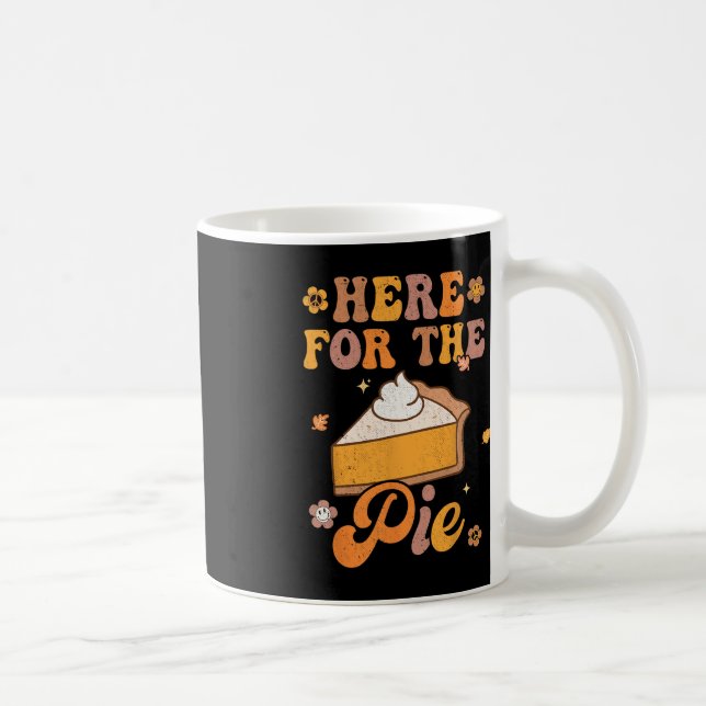 Retro Groovy Here For The Pie Thanksgiving Pumpkin Coffee Mug (Right)