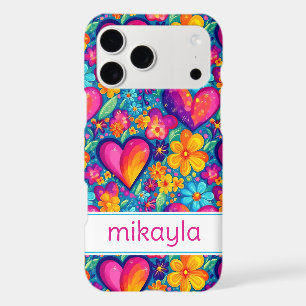 Retro Groovy Hippie Flowers Hearts Personalized