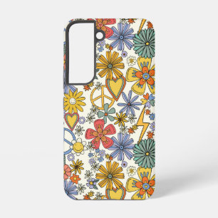 Retro Groovy Hippie Flowers Hearts Samsung Galaxy Case