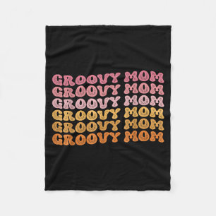 Retro groovy hippie mum matching family mother's fleece blanket