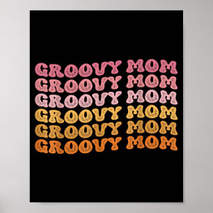 Retro groovy hippie mum matching family mother's poster