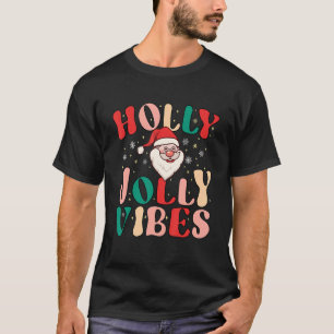 Retro Groovy Holly Xmas Jolly Vibes Christmas For  T-Shirt