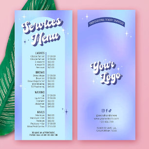 Retro Groovy Holographic Makeup Salon Price List Rack Card
