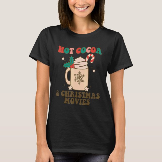 Retro Groovy Hot Cocoa Vintage Christmas T-Shirt (Front)
